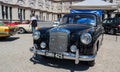 Black Mercedes vintage car at Motorclassica